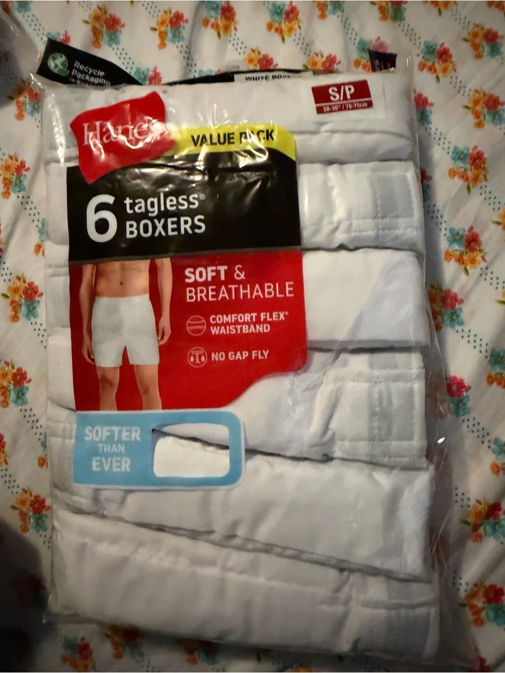 💜 Hanes 6-Pack Men's Tag-Free White Woven Boxer Underwear Size:Small(28-30)